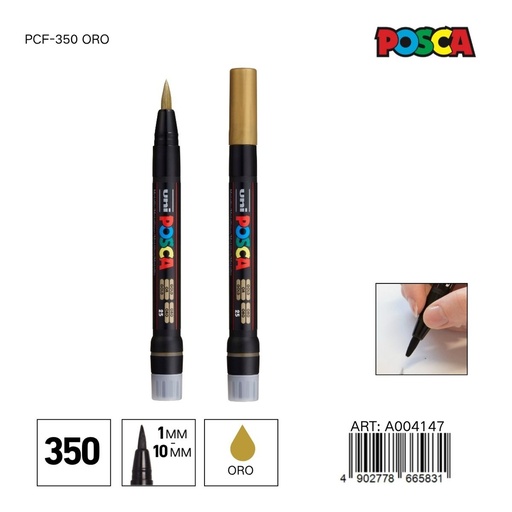 [A004147] Marcador POSCA de punta suave 0.1mm-10mm PCF-350 Oro - Material de oficina