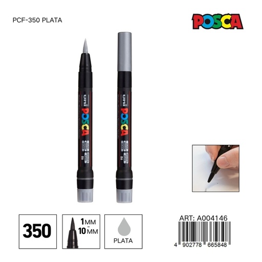 [A004146] Marcador POSCA de punta suave 0.1mm-10mm PCF-350 Plata - Material de oficina