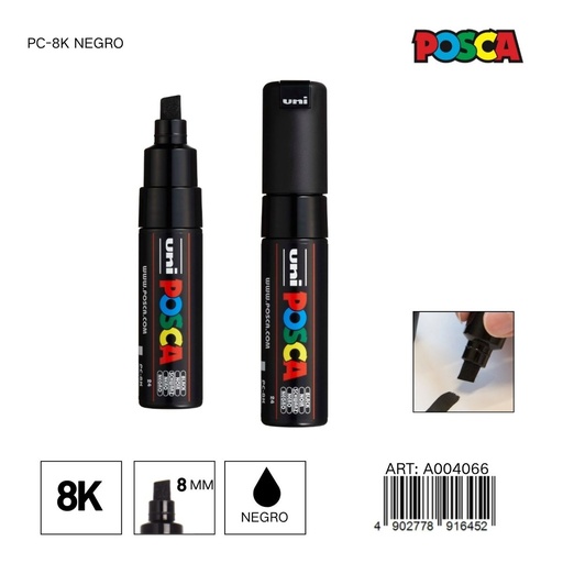 [A004066] Marcador POSCA 8mm PC-8K Negro - Material de oficina