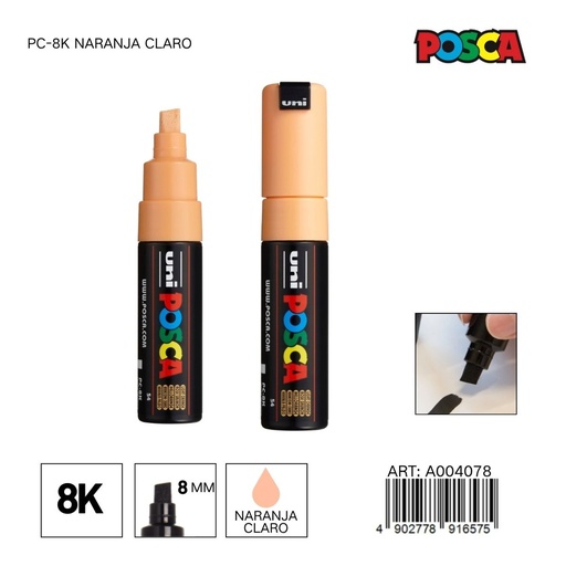 [A004078] Marcador POSCA 8mm PC-8K Naranja Claro - Material de oficina