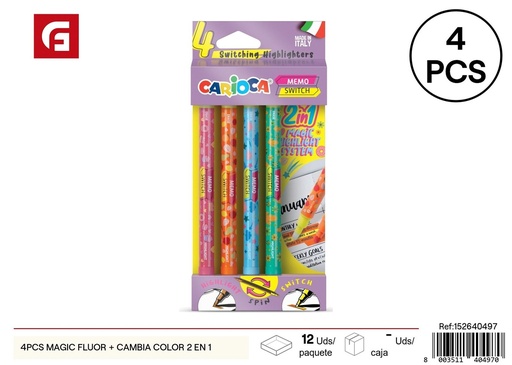 [152640497] Marcadores mágicos fluorescentes + marcador de color cambiante 2 en 1 4 piezas - Material escolar