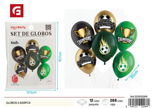 [203912266] Globos de premio de fútbol impresión 6pcs 2.8g - Artículos de fiesta y decoraciones