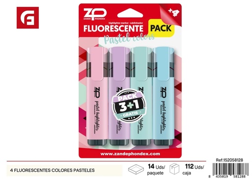 [152058128] Set de 4 marcadores fluorescentes en colores pastel - Subrayadores y marcadores