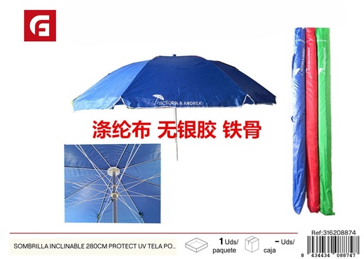 [8434434088749] Sombrilla inclinada 280 cm protegiendo de UV - Accesorios para verano