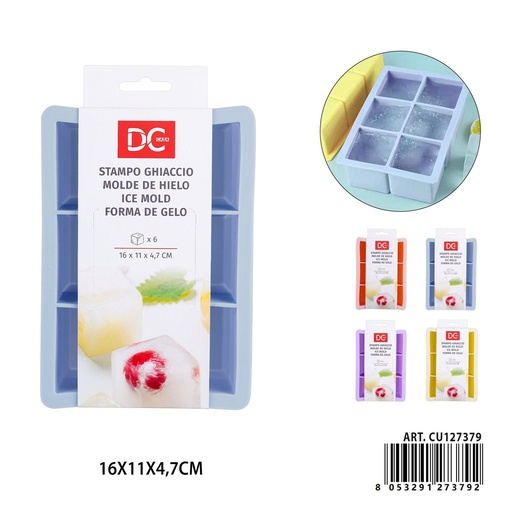 [0243724] Molde de silicona para hielo 6 espacios 16x11x4.7 cm - Utensilios de cocina y moldes para hielo