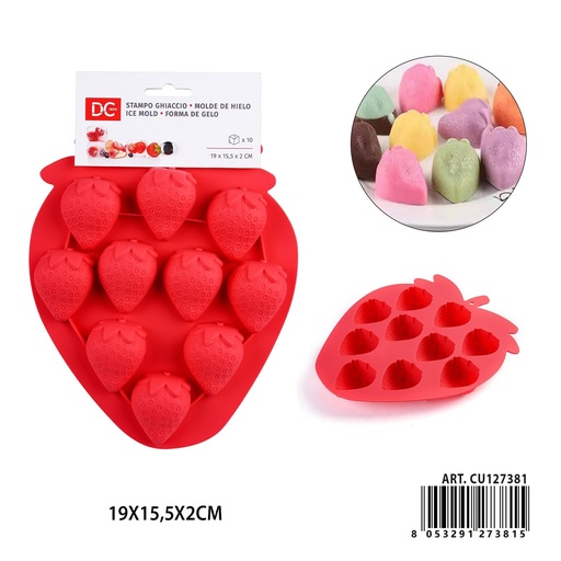 [0243726] Molde de silicona para hielo en forma de fresa 19x15.5x2 cm - Utensilios de cocina y moldes para hielo