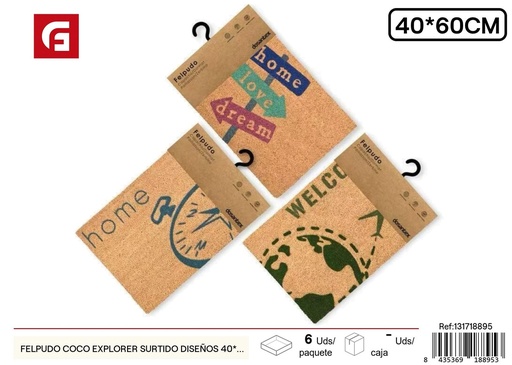 [131718895] Felpudo de coco Explorer surtido de diseños 40*60 cm - Textiles para el hogar