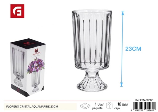 [201420268] Florero de cristal aquamarine 23 cm - Jarrón decorativo para el hogar