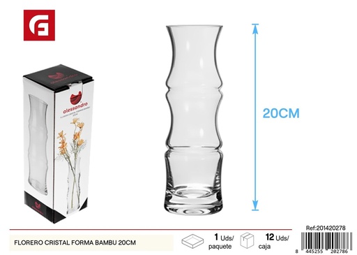 [201420278] Florero de cristal en forma de bambú 20 cm - Jarrón moderno para decoración