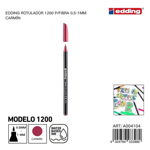 [A004104] Ratualador EDDING Watercolor 0.5-1mm - Rotuladores de fibra carmín