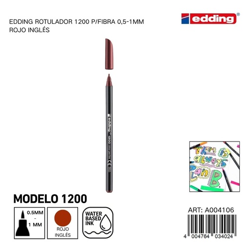 [A004106] Ratualador EDDING Watercolor 0.5-1mm - Rotuladores de fibra rojo inglés