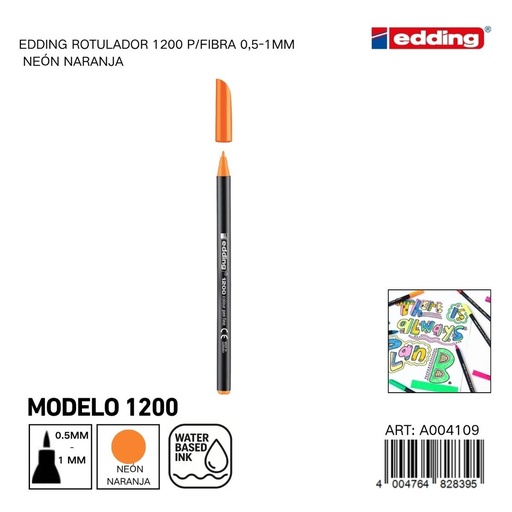 [A004109] Ratualador EDDING Watercolor 0.5-1mm - Rotuladores de fibra neón naranja