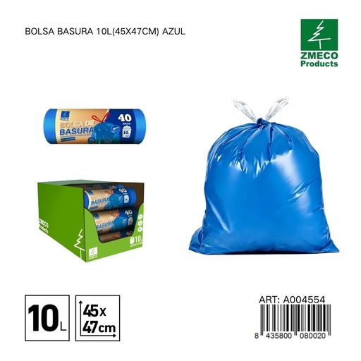 [A004554] Bolsa de basura 10L (45x47cm) azul - Productos desechables para el hogar