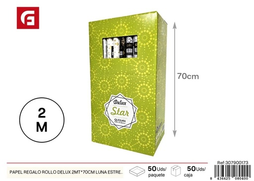 [307900173] Papel regalo deluxe 2m*70cm patrones de estrellas y luna - Artículos de regalo
