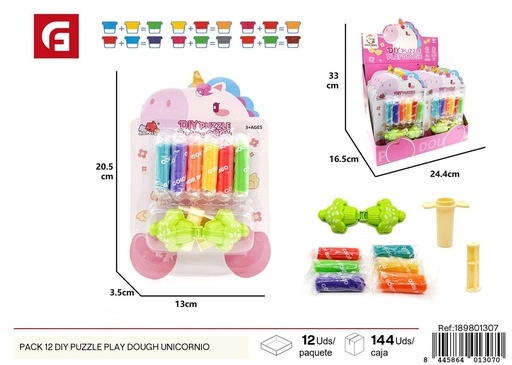[189801307] Pack 12 DIY Puzzle Play Dough Unicornio - Actividades creativas y manualidades para niños