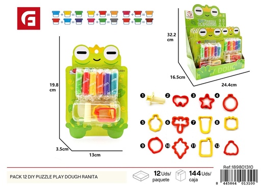 [189801310] Pack 12 DIY Puzzle Play Dough Ranita - Actividades manuales y diversión para niños