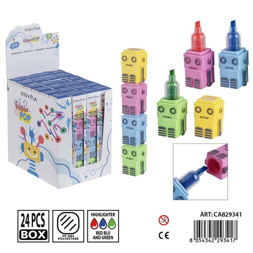 [0243511] Set de marcadores fluorescentes de 4 colores 2x3.3 cm - Útiles de escritura