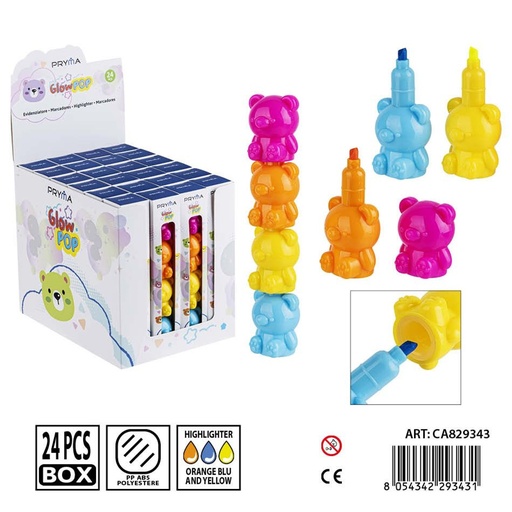 [0243513] Set de marcadores fluorescentes de 4 colores 3x3.5 cm - Útiles de escritura