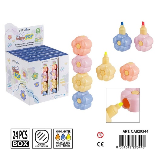 [0243514] Set de marcadores fluorescentes de 4 colores 2x3.3 cm - Útiles de escritura