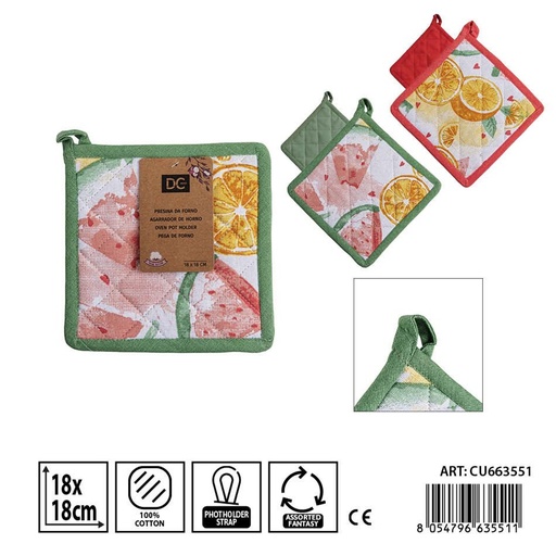 [0244962] Agarra de cocina cuadrada de frutas 18x18 cm - Accesorios de mesa y cocina