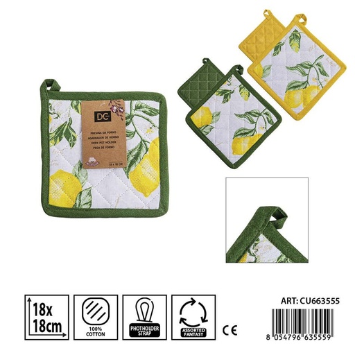 [0244966] Agarra de cocina cuadrada limón 18x18 cm - Accesorios de mesa y cocina