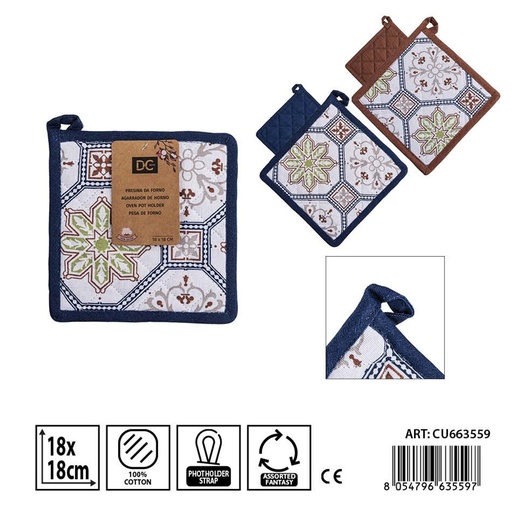 [0244970] Agarra de cocina cuadrada bicolor 18x18 cm - Accesorios de mesa y cocina