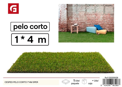 [135006108] Césped sintético pelo corto 1x4m - Decoración de jardín y césped artificial