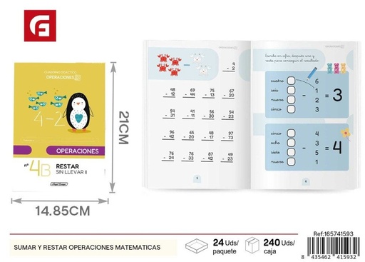 [165741593] Libro de ejercicios matemáticos para sumar y restar - Material escolar