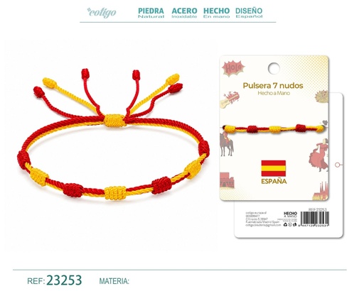 [23253] Pulsera de 7 nudos con bandera de España - Bisutería y accesorios