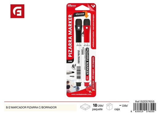 [152057655] Marcador de pizarra B/2 con borrador - Material escolar y marcadores