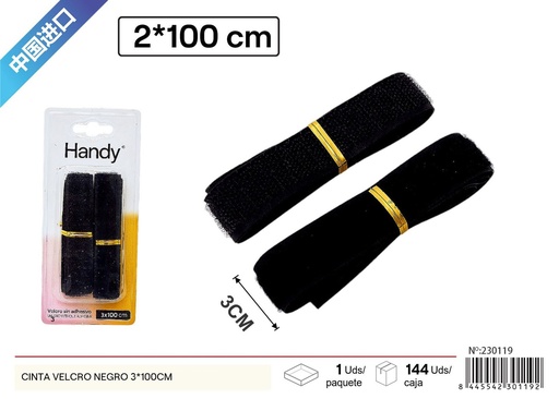 [30119] Velcro no adhesivo negro 3 cm - Accesorios de mercería
