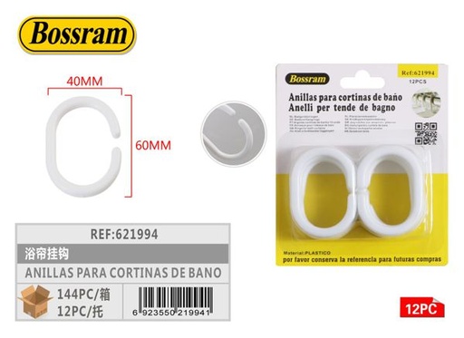 [621994] Anillas para cortinas de baño 12pcs