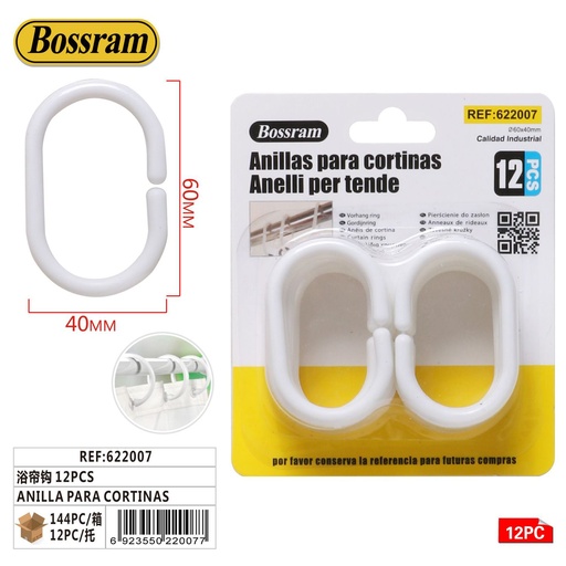 [622007] Anillas para cortinas de baño 12pcs para baño