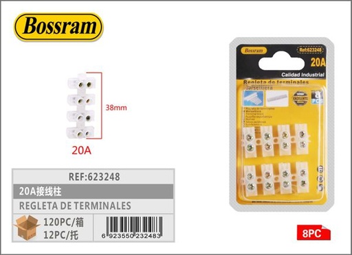 [623248] Regleta de terminales 20A 8pcs para conexiones eléctricas