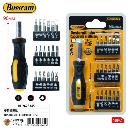 [623345] Destornillador multiuso 19pcs para reparaciones y bricolaje