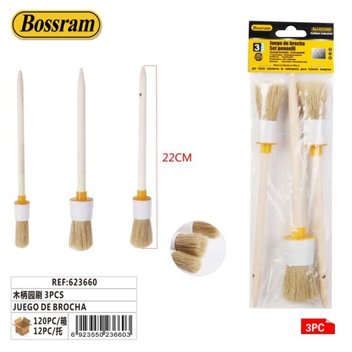 [623660] Juego de brochas de madera 3pcs para pintar