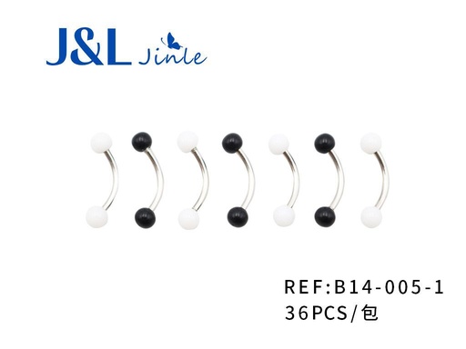 [B14-005-1] Piercing barbell blando y negro para joyería