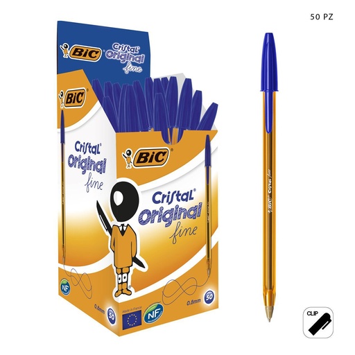 [A000188] Bolígrafo BIC Fino 0.8 mm azul 50 uds - Papelería de marca