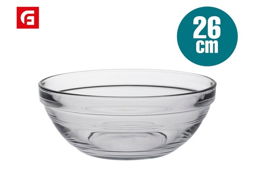 [A003214] Ensaladera de vidrio apilable 26 cm - Vajilla de vidrio
