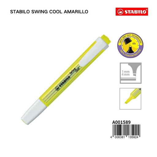 [A001589] Marcador fluorescente STABILO amarillo 1/4MM - Material escolar