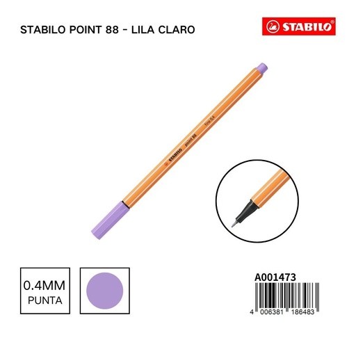 [STB186483] Stabilo point 88 bolígrafo de punta fina 0.4mm lila claro para escritura precisa