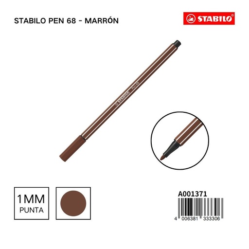 [A001371] Rotulador STABILO 68 1mm marrón - Materiales escolares