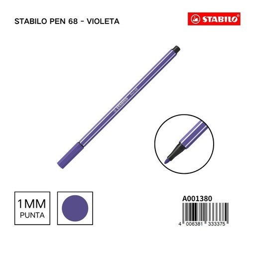 [A001380] Rotulador Stabilo Pen 68 1mm violeta