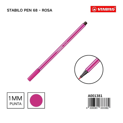 [A001381] Rotulador STABILO 68 1mm rosa - Materiales escolares