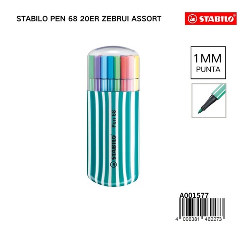 [A001577] STABILO PEN 68 20ER ZEBRUI ASSORT - Papelería de marca