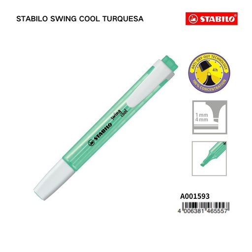 [A001593] Marcador fluorescente STABILO turquesa 1/4MM - Material escolar