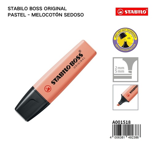 [A001518] Stabilo Boss Original pastel marcador fluorescente 2/5mm melocotón sedoso