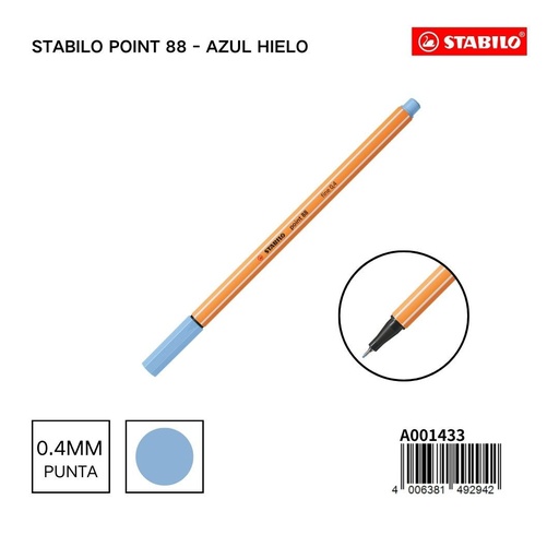 [STB492942] Bolígrafo stabilo point 88 0.4mm azul hielo para escritura