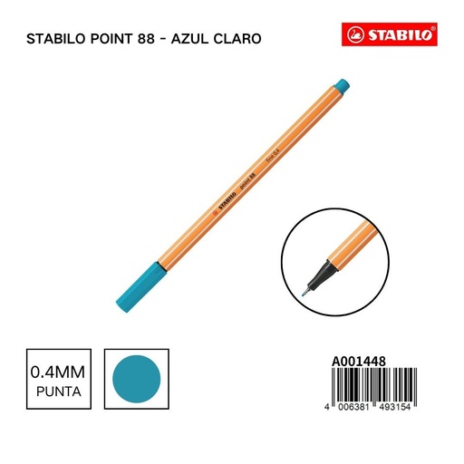 [STB493154] Bolígrafo Stabilo point 88 azul claro 0.4mm para escritura fina