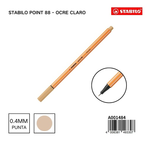 [A001484] Bolígrafo delgado STABILO point 88 ocre - Artículos de papelería